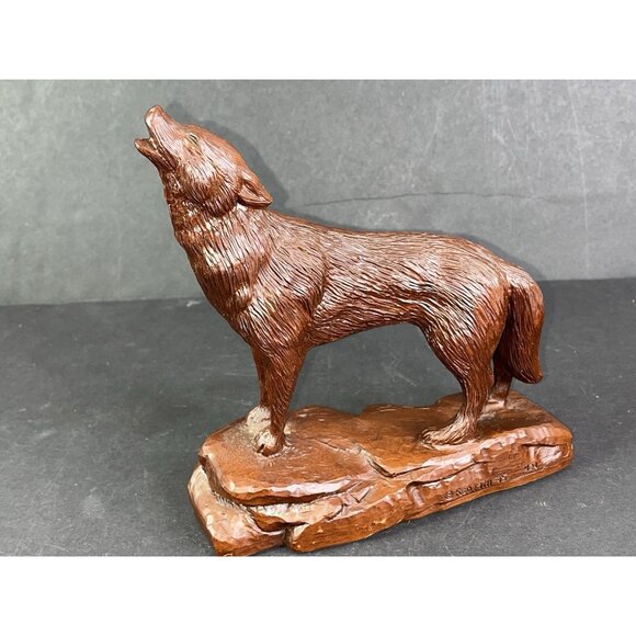 Rare Coyote Figurine Howling Western Standing On Rocks Vtg 1995 7.5" Red Mill - Picture 3 of 7